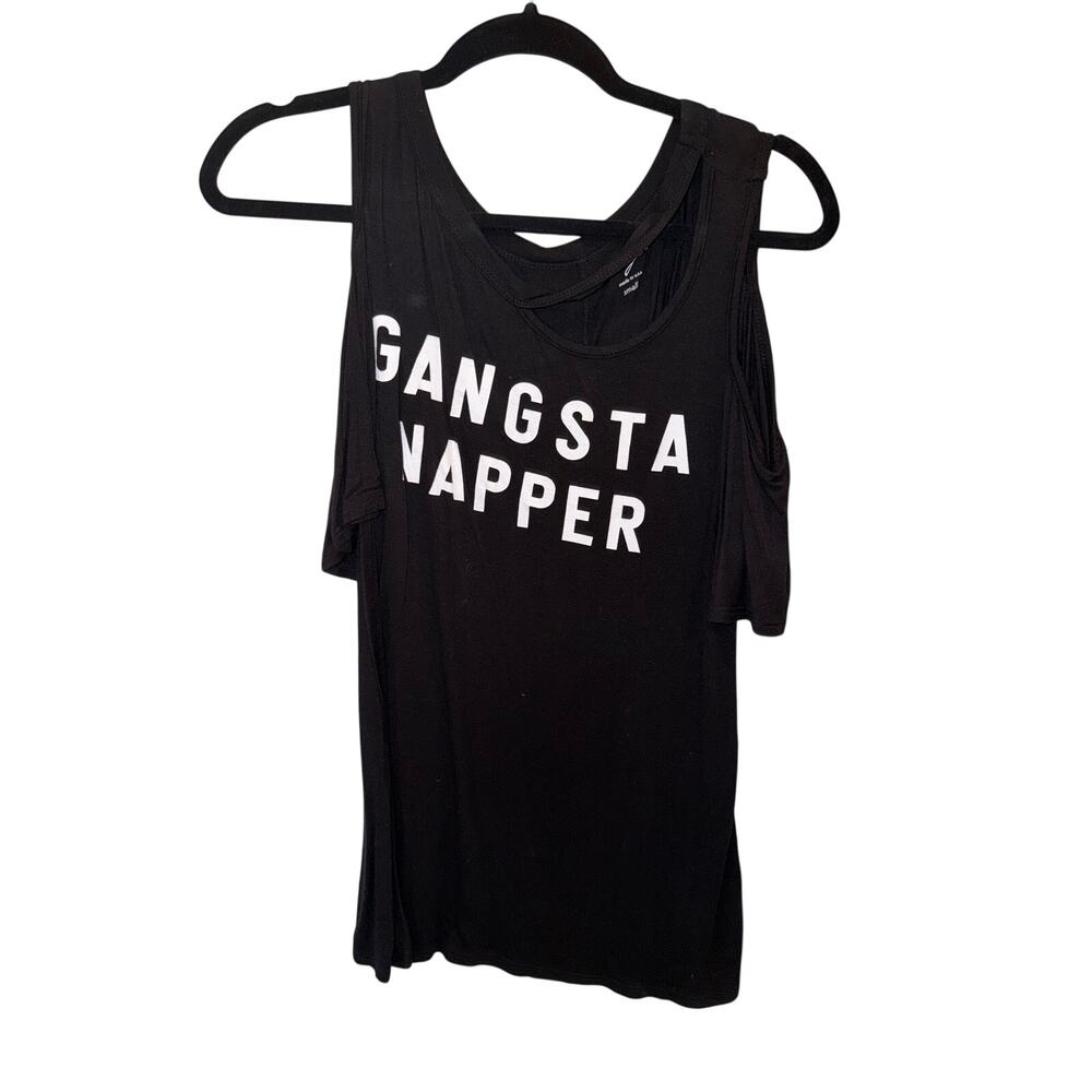 Alya Black Cold Shoulder Graphic Tee